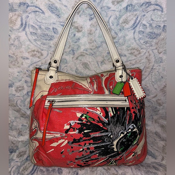 Coach Poppy K1182-19029 Flower Sequin Glam Tote Shoulder HandBag - Picture 1 of 8